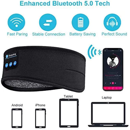 HOMEFISH BT Earphones Sports Sleeping Headband Elastic Wireless Headphones Music Eye Mask Wireless