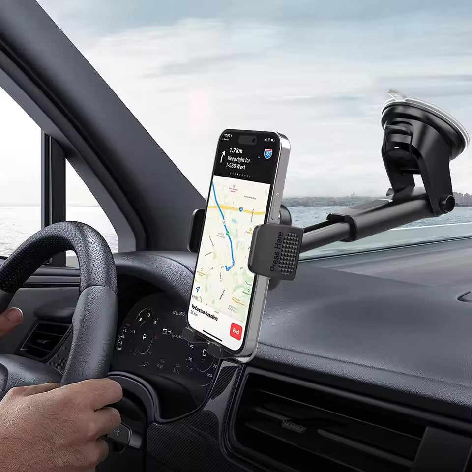 Car Phone Holder for Dashboard Windshield Acrylic Cellphone Mount Clip Support Stand for 4.7-7" Mobile